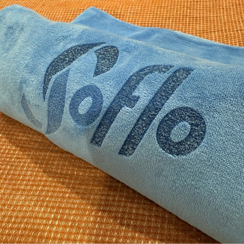 NWT Soflo Riders large Blue Towel engraved 30x60